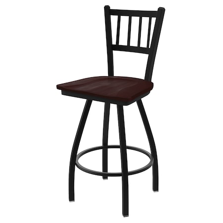 Holland Bar Stool Co 36" Swivel Bar Stool, Black Wrinkle, Dark Cherry Maple Seat 81036BWDCMpl